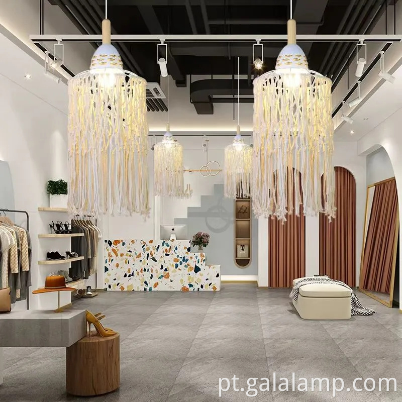 Luz pendente de macramas artesanais Boho para quarto aconchegante e decoração da sala de estar